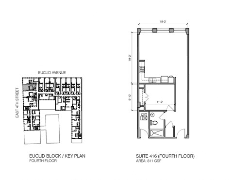 Floor plan for 1 bed, 1 bath, 774 sqft